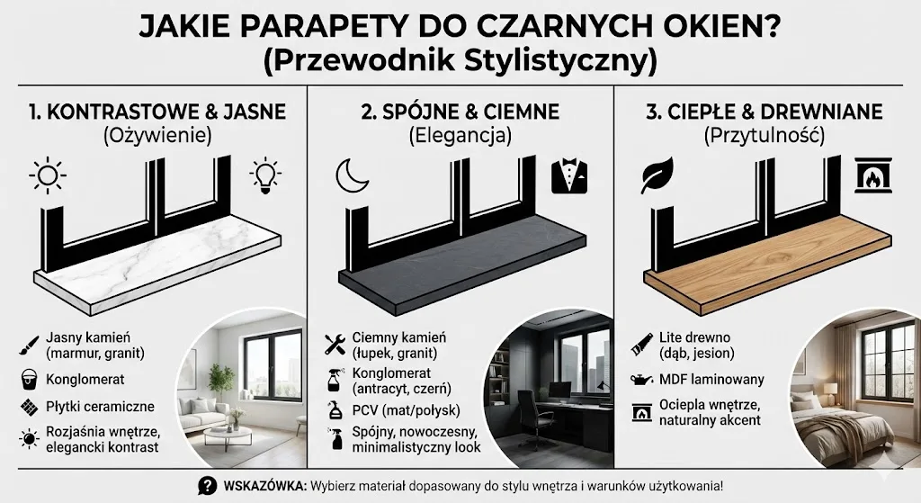 Jaki parapet do okien w czarnym kolorze?